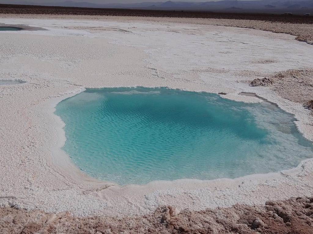 turquoise Laguna Escondidas de Baltinache in the Atacama Desert