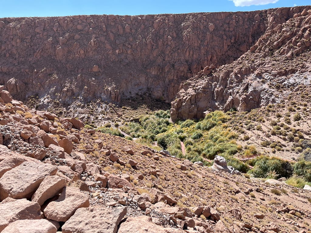 Looking down into the canyon of Puritama Hot Springs