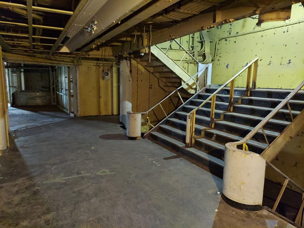 Inside view of the SS United States with all of her furnishings removed