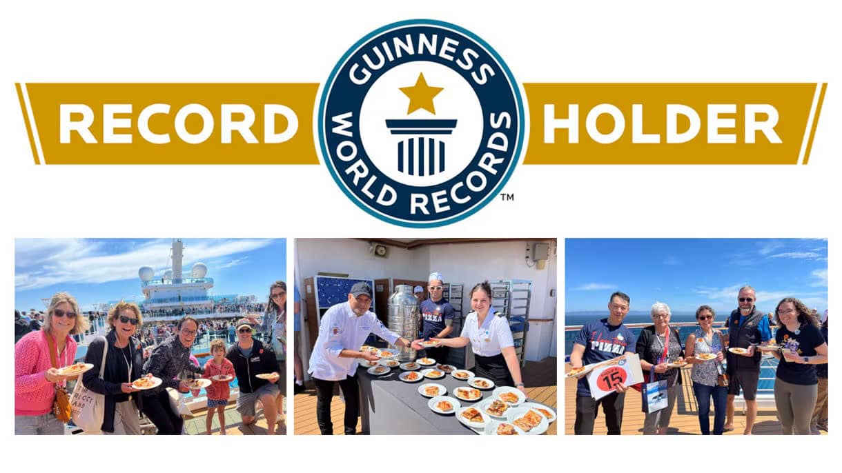 Princess Cruise ad copy for achieving the Guinness World Record for largest pizza party