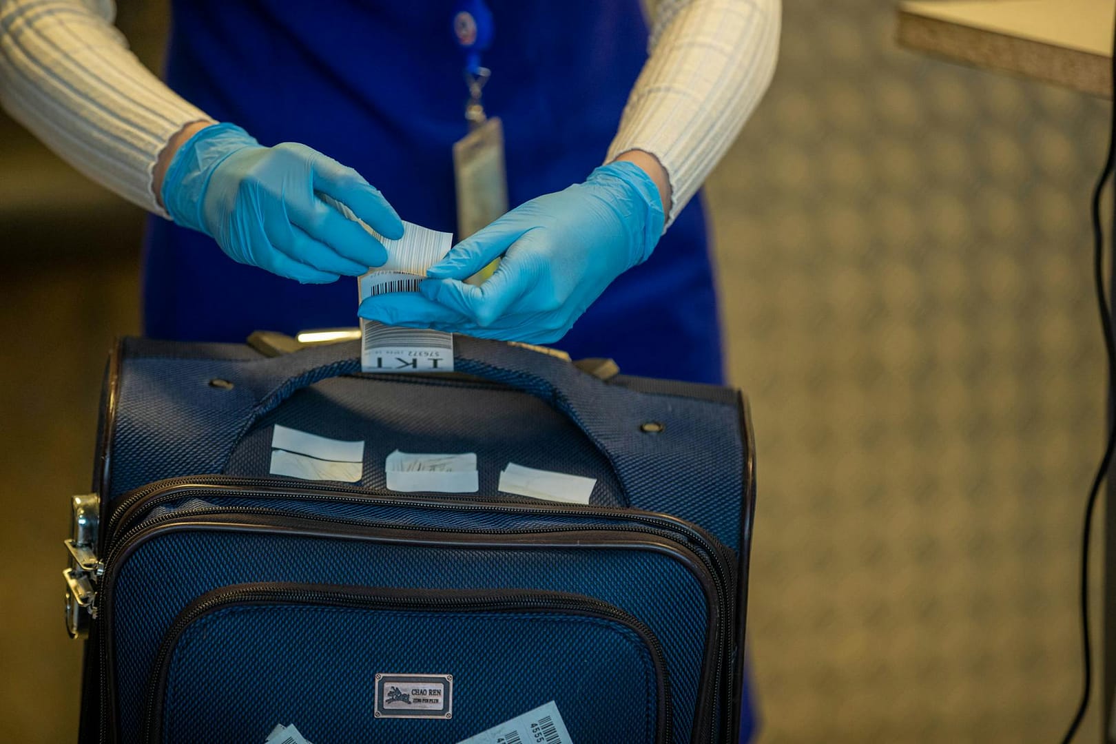 security checkpoint with luggage inspection