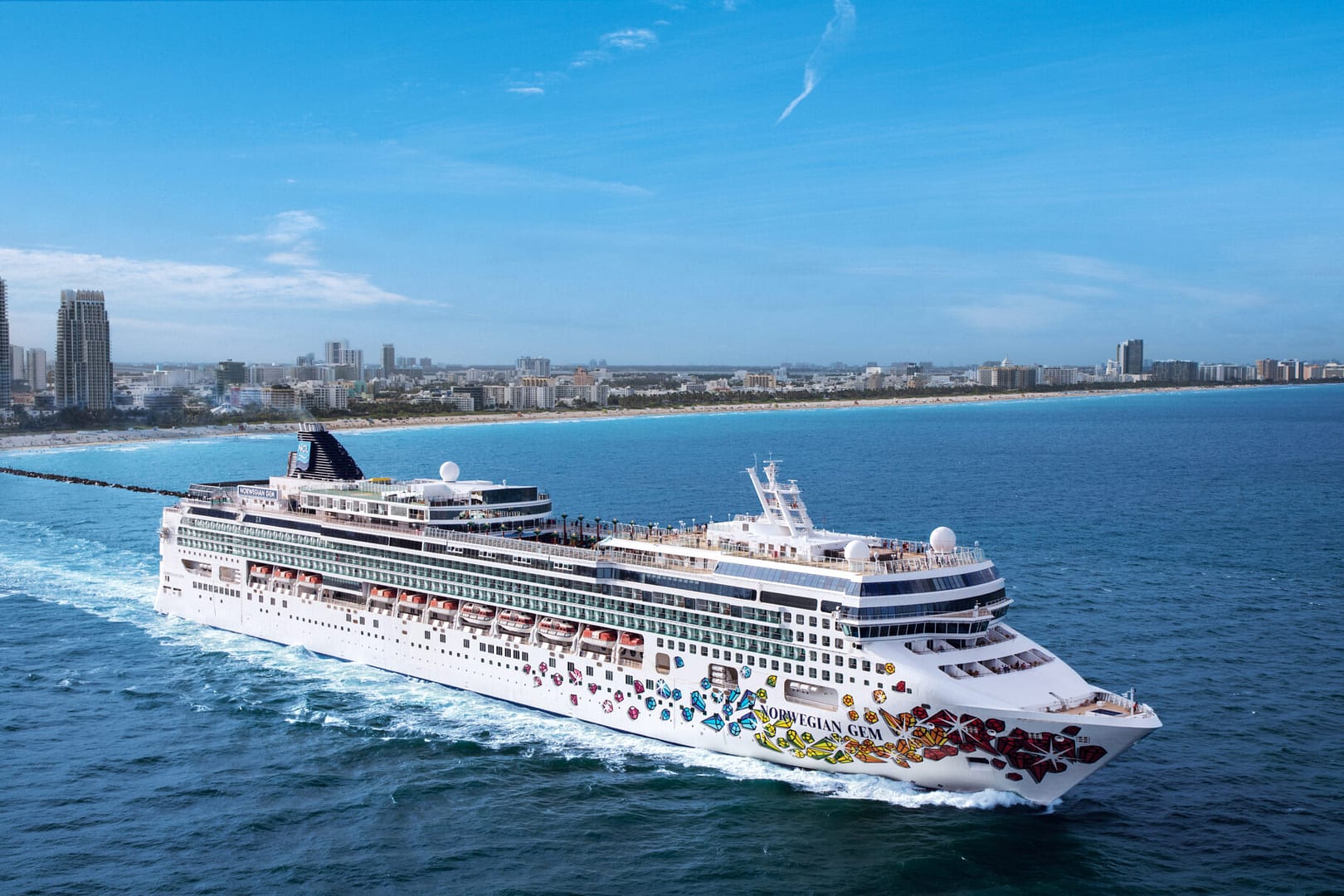 Norwegian Gem cruise ship leaves the Port of Miami