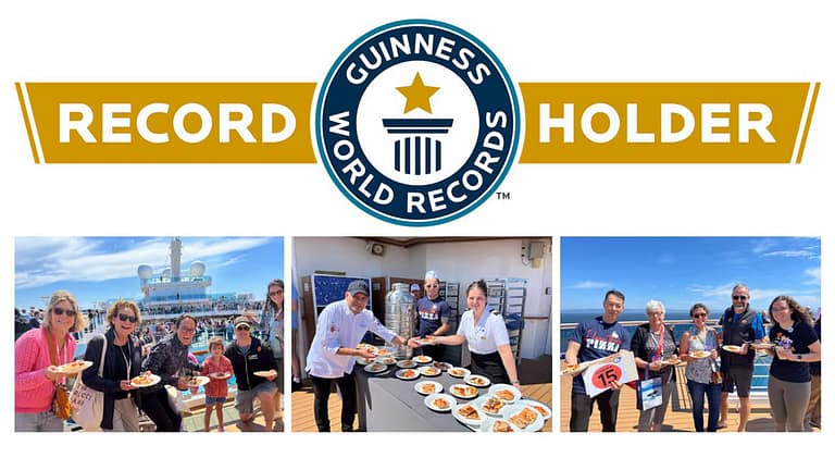 Princess Cruise ad copy for achieving the Guinness World Record for largest pizza party