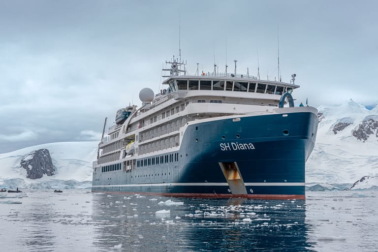 Swan Hellenic Diana cruise ship on Antartic cruise