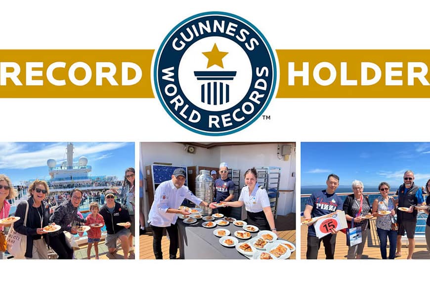 Princess Cruise ad copy for achieving the Guinness World Record for largest pizza party